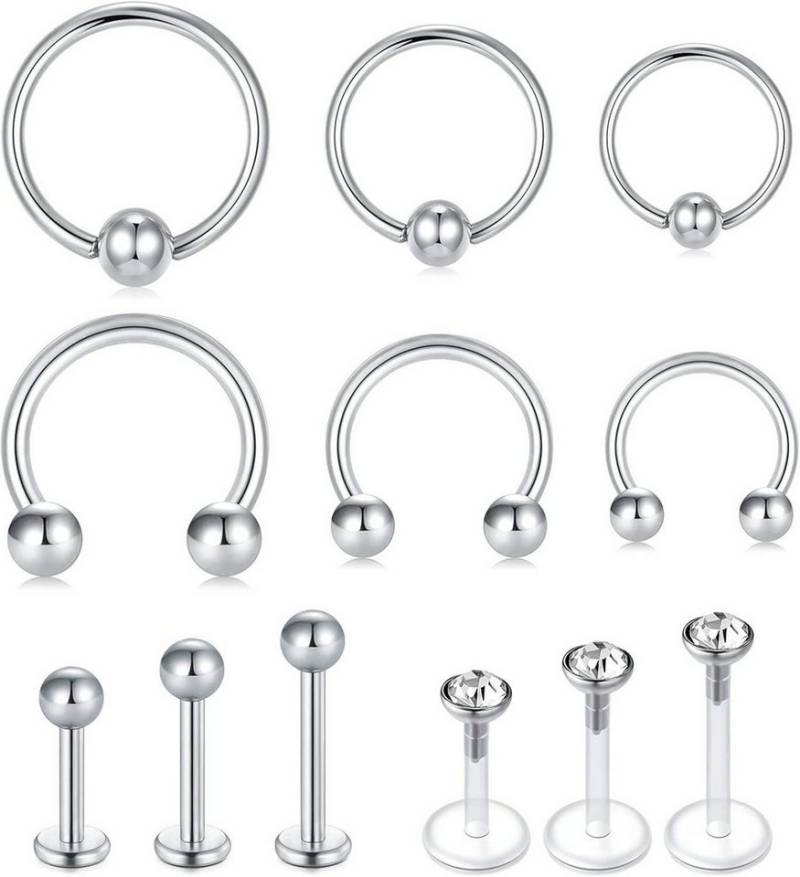 Briana Williams Piercing-Set 16G Lippenpiercing Stecker Labret Stud Edelstahl Hufeisen Septum Ring von Briana Williams