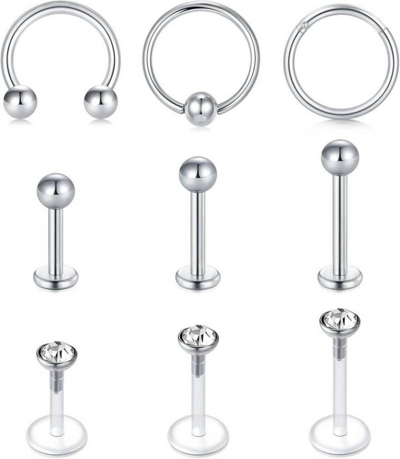 Briana Williams Piercing-Set 16G Lippenpiercing Stecker Labret Stud Edelstahl Hufeisen Septum von Briana Williams