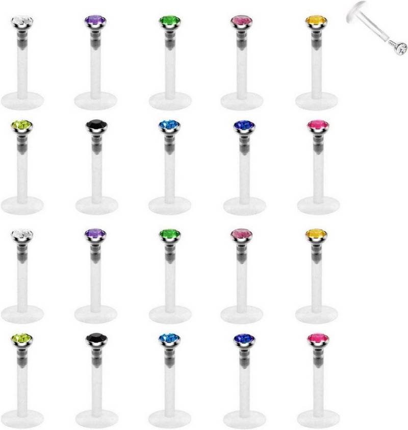 D.Bella Piercing-Set 16G Lippenpiercing Stecker Retainer Bioflex Ohrstecker Transparent 20 von D.Bella