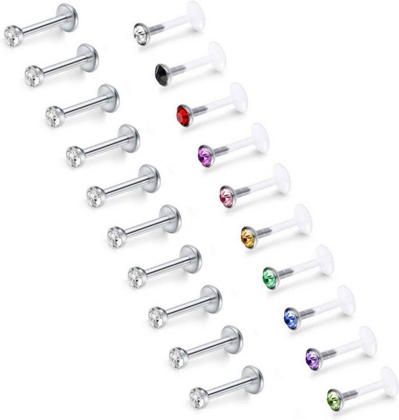 Mayhoop Piercing-Set 16G klar Tragus Helix Piercing Ohrstecker 6mm Acryl Lippenpiercing 6St von Mayhoop