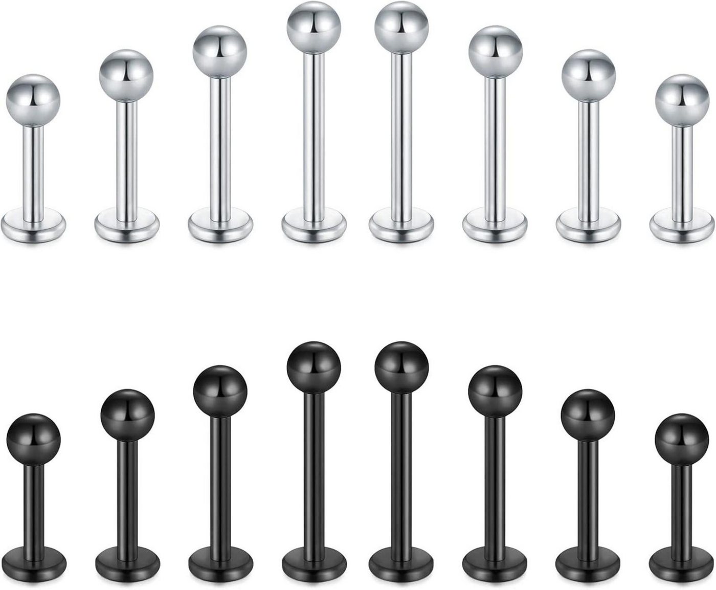 Briana Williams Piercing-Set 16stk Edelstahl Lippenpiercing Set Labret Stud Hufeisen Septum Tragus Briana Williams Piercing-Set 16stk Edelstahl Lippenpiercing Set Labret Stud Hufeisen Septum Tragus von Briana Williams