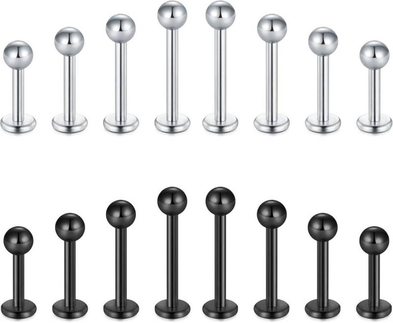 Briana Williams Piercing-Set 16stk Edelstahl Lippenpiercing Set Labret Stud Hufeisen Septum Tragus von Briana Williams