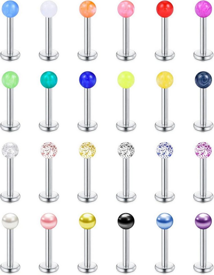 LAURITAMI Piercing-Set 18stk Lippenpiercing Labret Chirurgenstahl 16G Set 8mm von LAURITAMI