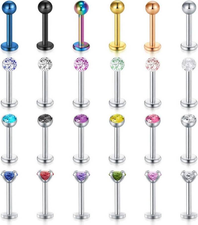 LAURITAMI Piercing-Set 18stk Lippenpiercing Labret Stecker Chirurgenstahl 16G Piercing Conch von LAURITAMI