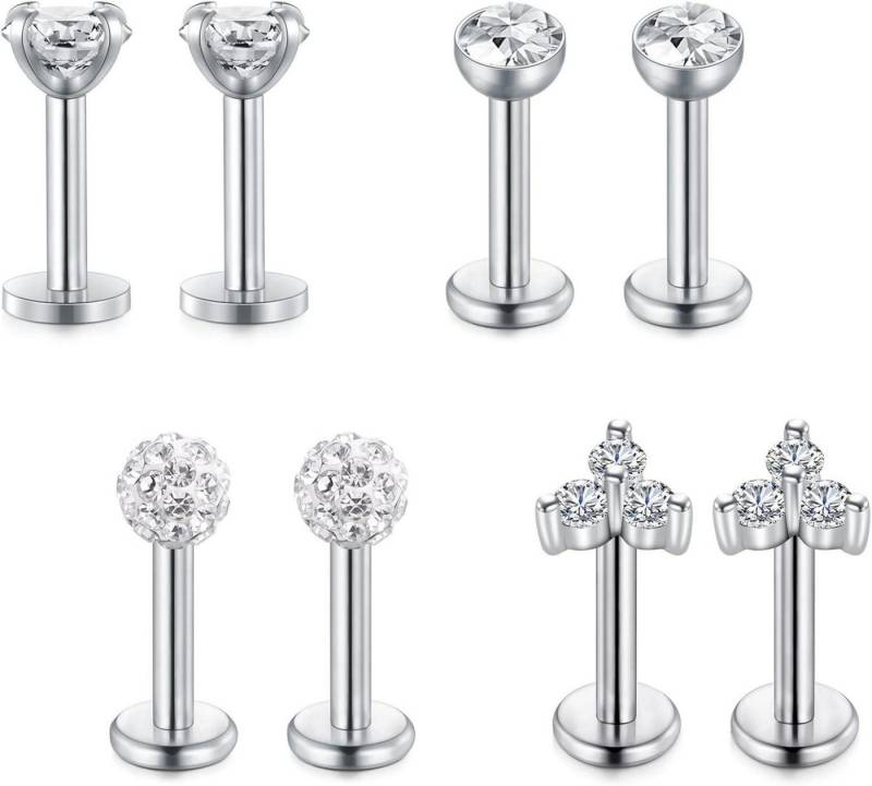 LAURITAMI Piercing-Set 18stk Lippenpiercing Labret Stecker Edelstahl 16G 6mm 3/3.5mm von LAURITAMI