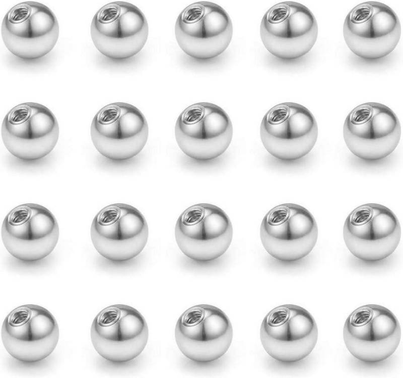 Briana Williams Piercing-Set 20-25stk Piercing Kugel 5mm Set Chirurgenstahl Schraubkugel Silber von Briana Williams