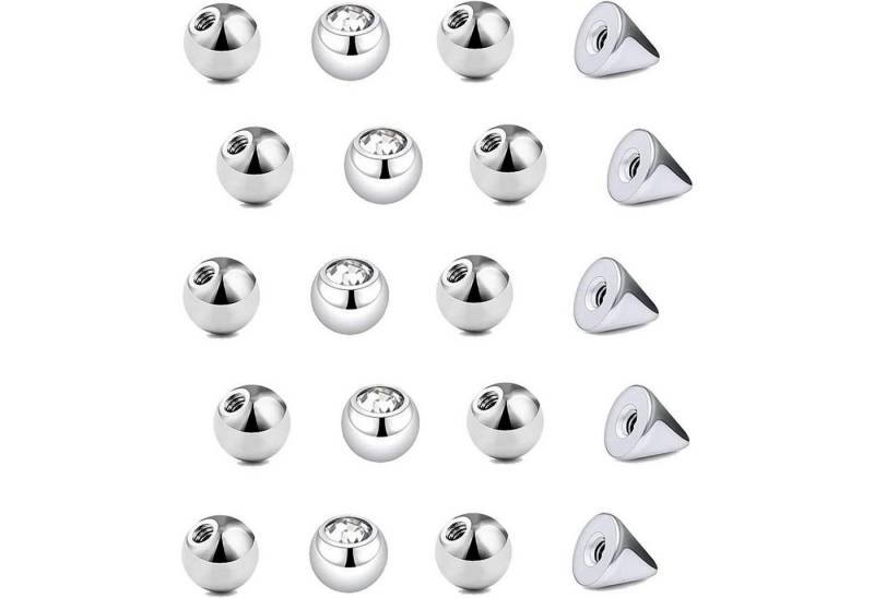 Besyvvin Piercing-Set 20er Piercing Kugel 1,2mm Chirurgenstahl 3mm Ersatzkugeln für Lippe von Besyvvin
