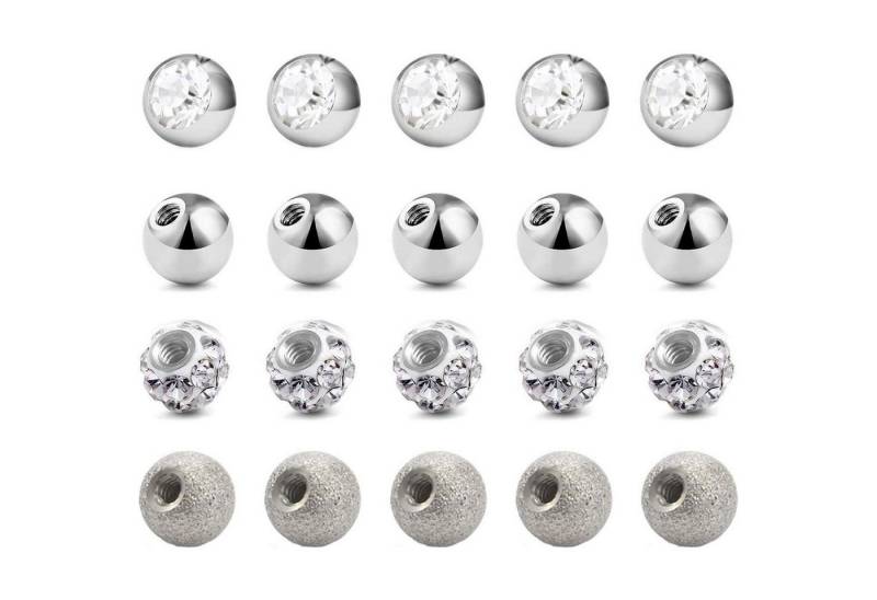 Besyvvin Piercing-Set 20er Piercing Kugel Chirurgenstahl 1,2mm Ersatzkugeln 3mm von Besyvvin