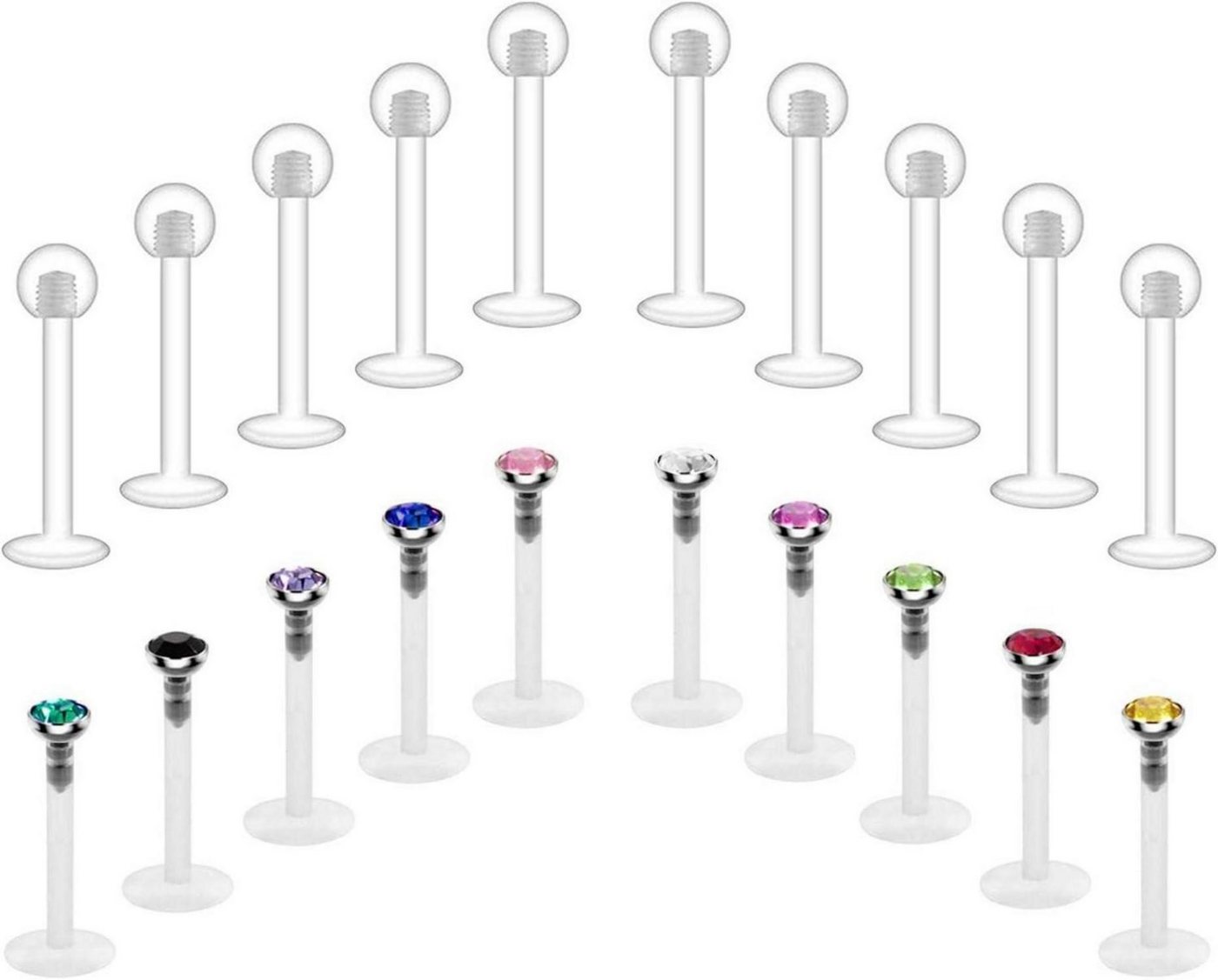 Crdifu Piercing-Set 20stk Bioflex Lippenpiercing Labret Stecker Kunststoff Set 16G Crdifu Piercing-Set 20stk Bioflex Lippenpiercing Labret Stecker Kunststoff Set 16G von Crdifu