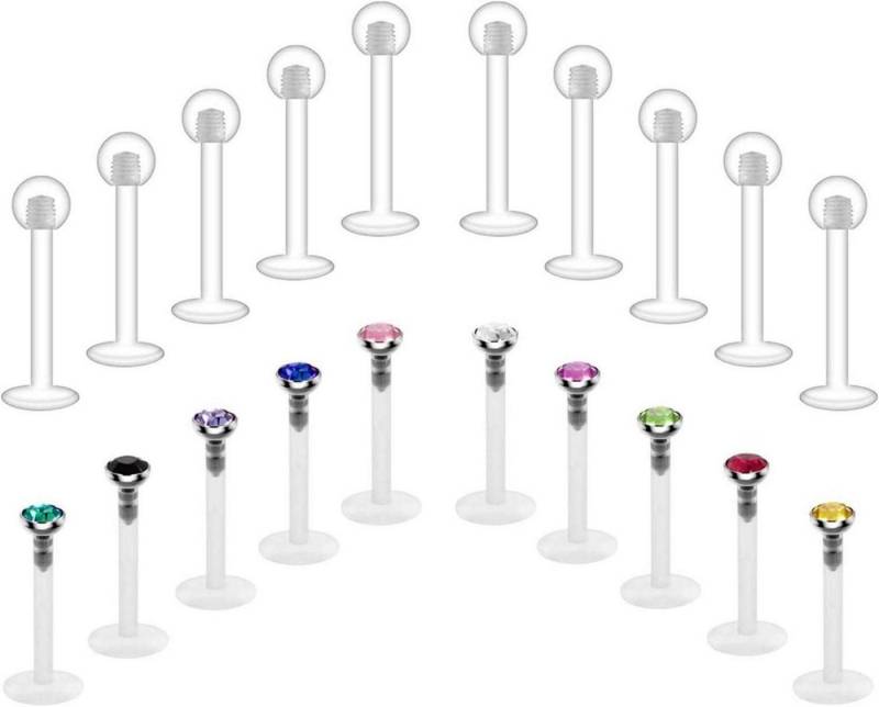 Crdifu Piercing-Set 20stk Bioflex Lippenpiercing Labret Stecker Kunststoff Set 16G von Crdifu