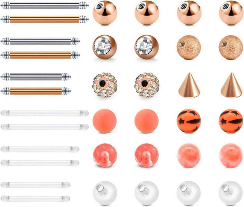 LAURITAMI Piercing-Set 24stk Piercing Ersatzkugeln Chirurgischstahl Acryl 5mm 14G Set von LAURITAMI