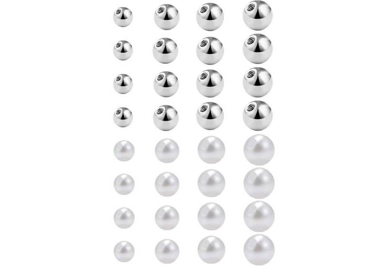 Gojewen Piercing-Set 32stk Piercing Kugeln 1,2mm Silber Ersatzkugel Schraubkugel 3/4/5/6mm von Gojewen