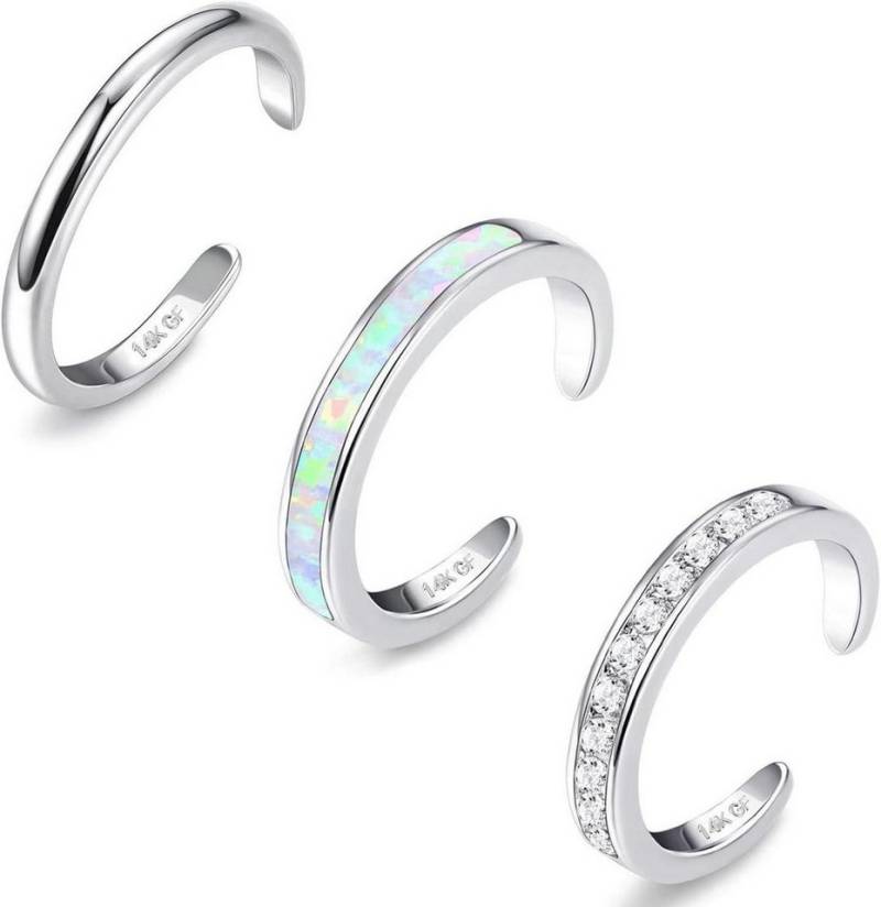 LuxusKollektion Piercing-Set 3PCS 14K Goldgefüllt Verstellbare Offen Zehenringe Set Opal CZ Blume von LuxusKollektion