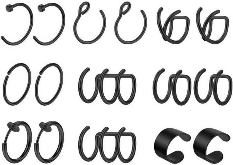 Mayhoop Piercing-Set 4-24Stk Fake Piercings Ohrklemme Ear Cuff Edelstahl Clip on Knorpel von Mayhoop