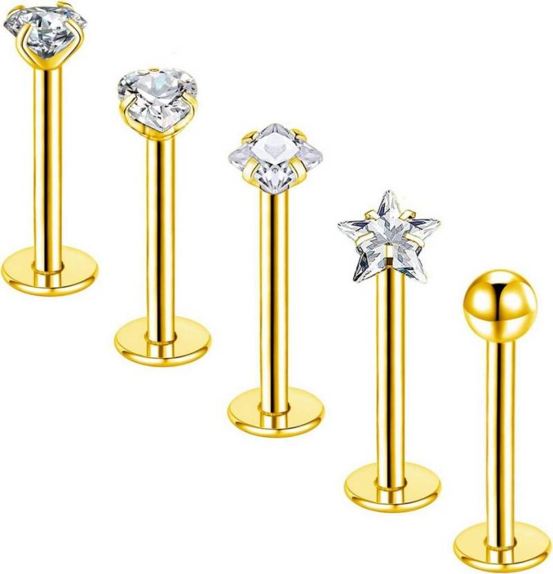 Gojewen Piercing-Set 5stk Lippenpiercing Labret Stecker 10mm Chirurgenstahl Piercing Helix Gojewen Piercing-Set 5stk Lippenpiercing Labret Stecker 10mm Chirurgenstahl Piercing Helix von Gojewen