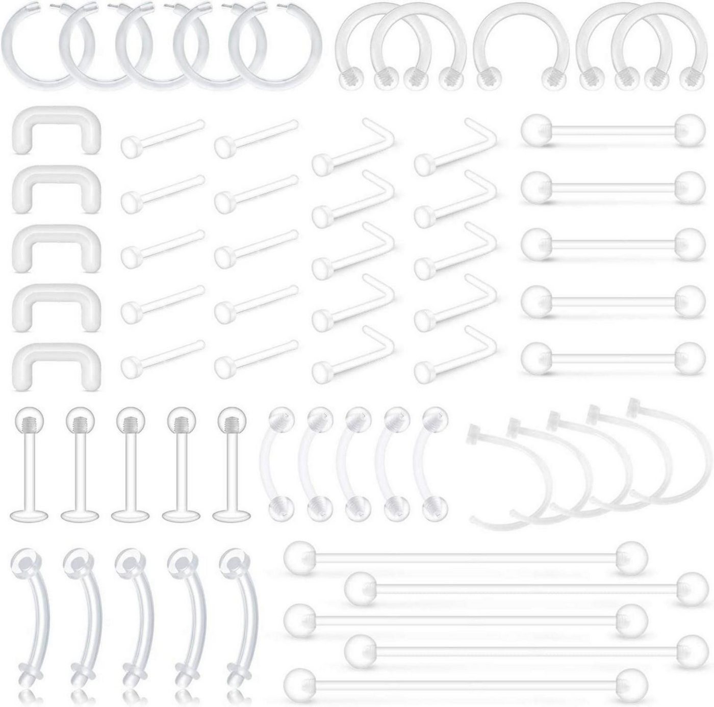 D.Bella Piercing-Set 65x Transparente Körperschmuck Piercing Retainer Set für verschiedene D.Bella Piercing-Set 65x Transparente Körperschmuck Piercing Retainer Set für verschiedene von D.Bella