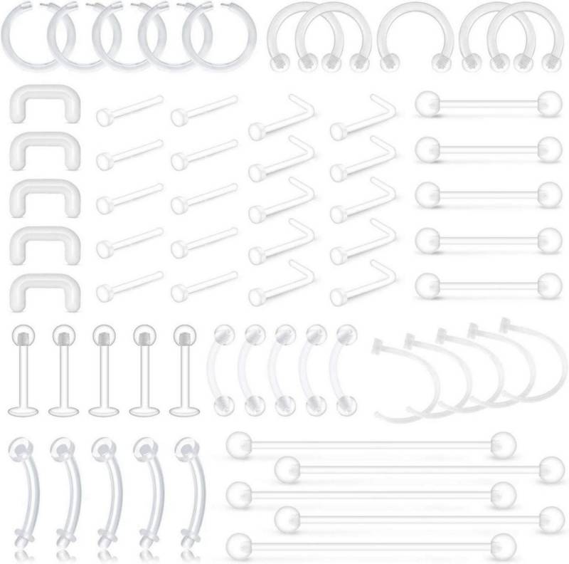 D.Bella Piercing-Set 65x Transparente Körperschmuck Piercing Retainer Set für verschiedene von D.Bella