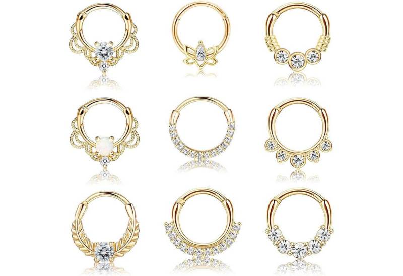 Kakonia Piercing-Set 9stk Septum Piercing Set Chirurgenstahl Zirkonia Nasen Tragus Daith von Kakonia
