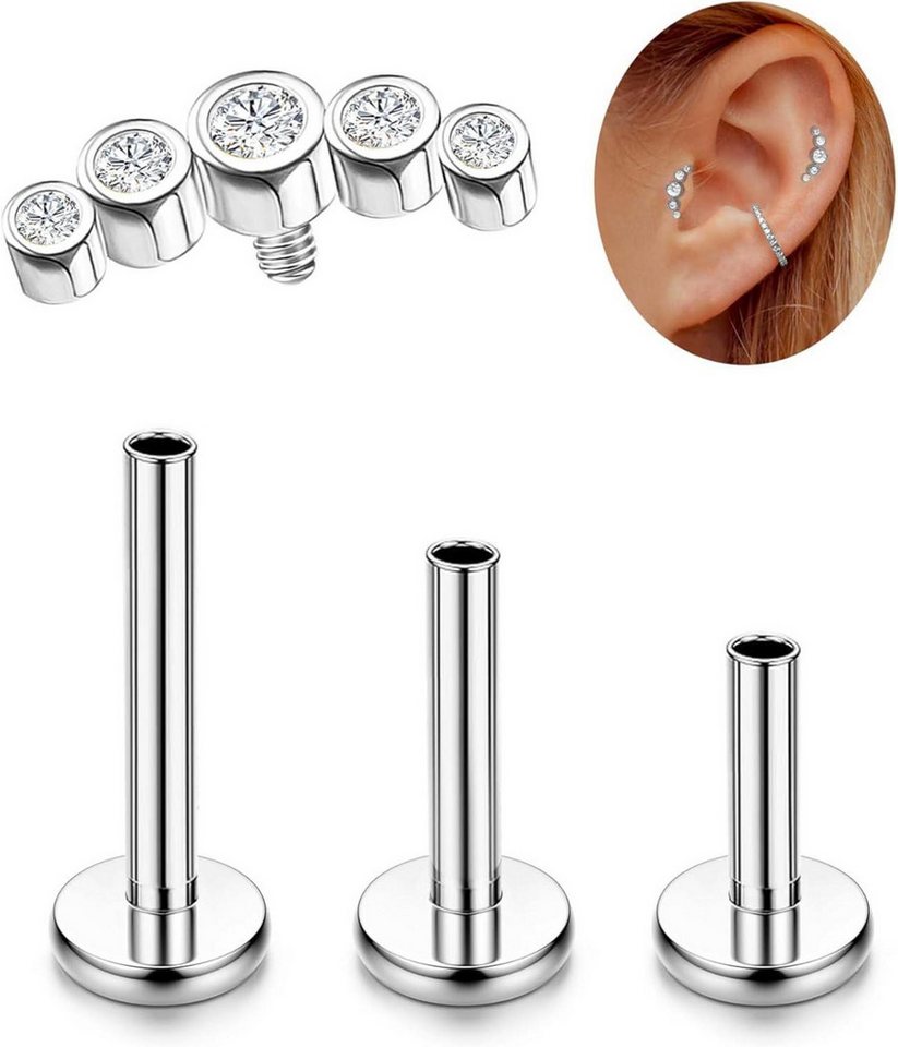 Adramata Piercing-Set Adramata G23 Titan Helix Tragus Piercing Set Silber Gold Kit Adramata Piercing-Set Adramata G23 Titan Helix Tragus Piercing Set Silber Gold Kit von Adramata
