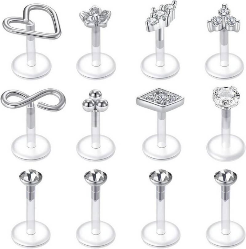 Crdifu Piercing-Set Bioflex Lippenpiercing Set Flexibel Kunststoff 6/8/10mm Lippe Helix von Crdifu