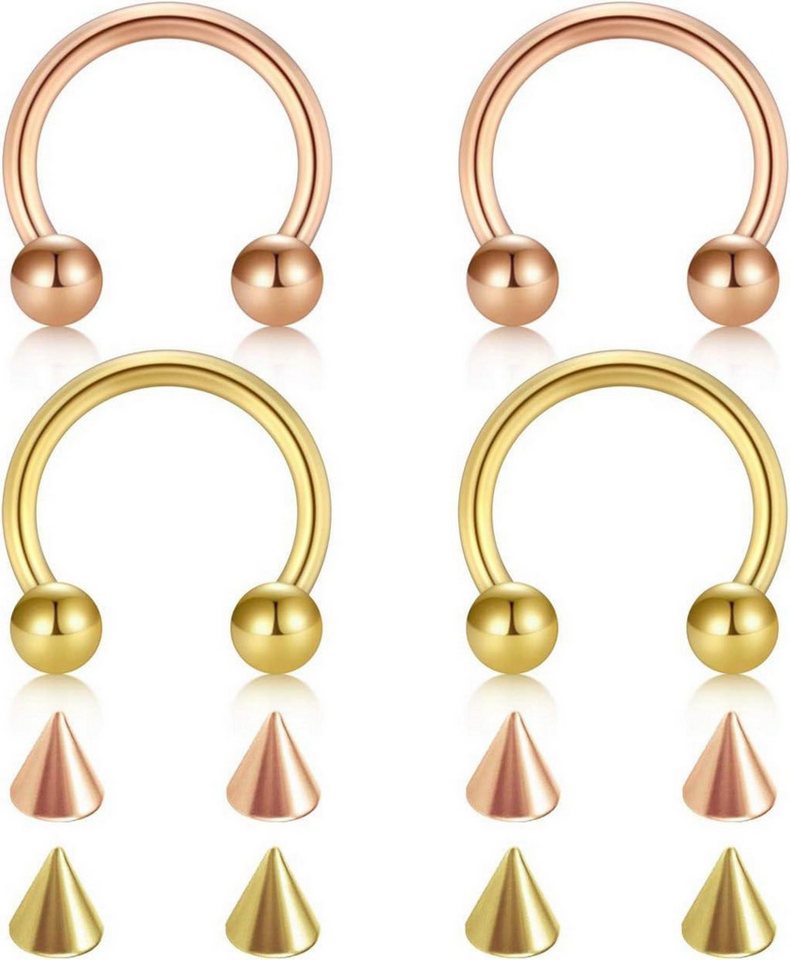 D.Bella Piercing-Set Chirurgenstahl Nase Septum Hufeisen Lippe Piercing 10mm Gold Rosegold von D.Bella