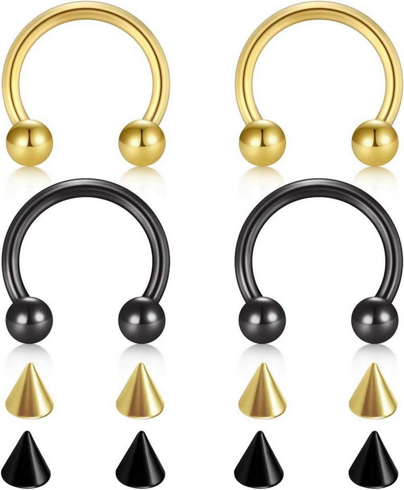 D.Bella Piercing-Set Chirurgenstahl Nase Septum Hufeisen Piercing 10mm Schwarz Gold von D.Bella