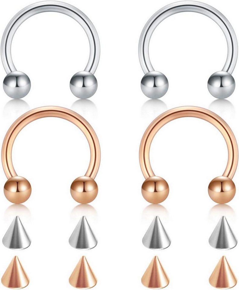 D.Bella Piercing-Set Chirurgenstahl Septum Hufeisen Piercing Set 10mm Silber Rosegold von D.Bella