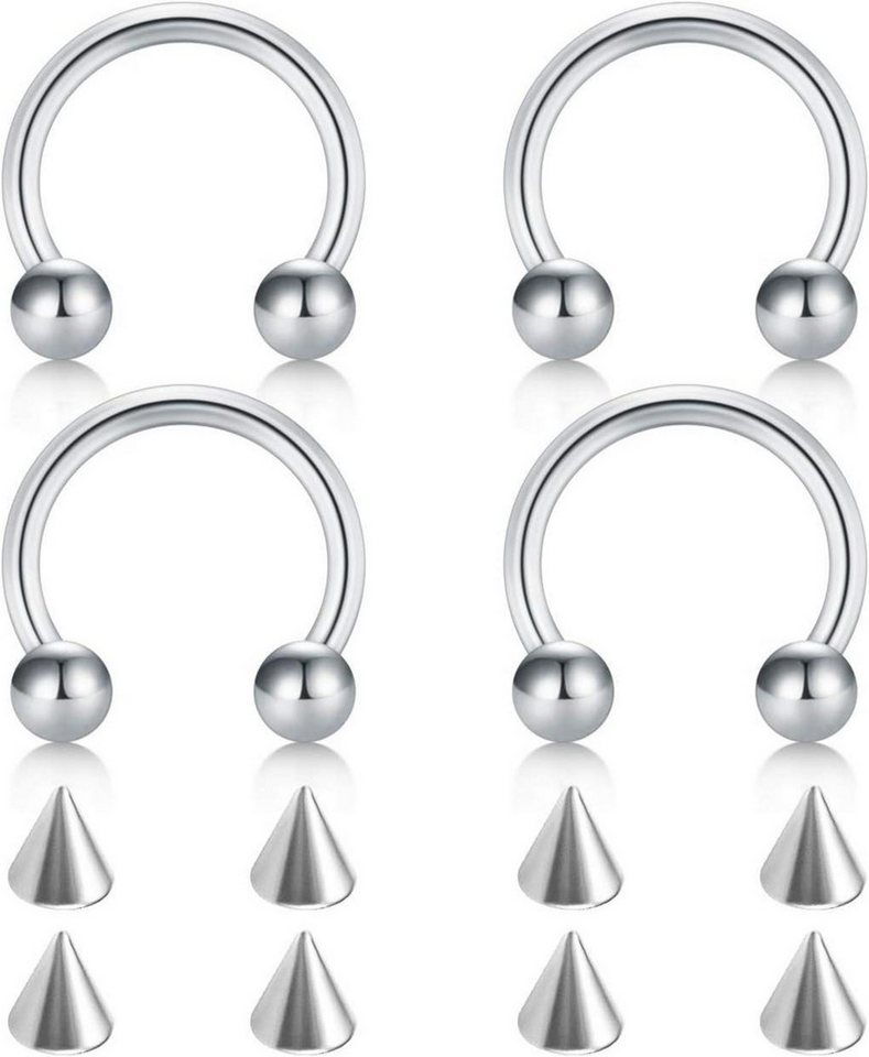 D.Bella Piercing-Set Chirurgenstahl Septum Hufeisen Piercing Set 14G 10mm 4 Stück Silber von D.Bella