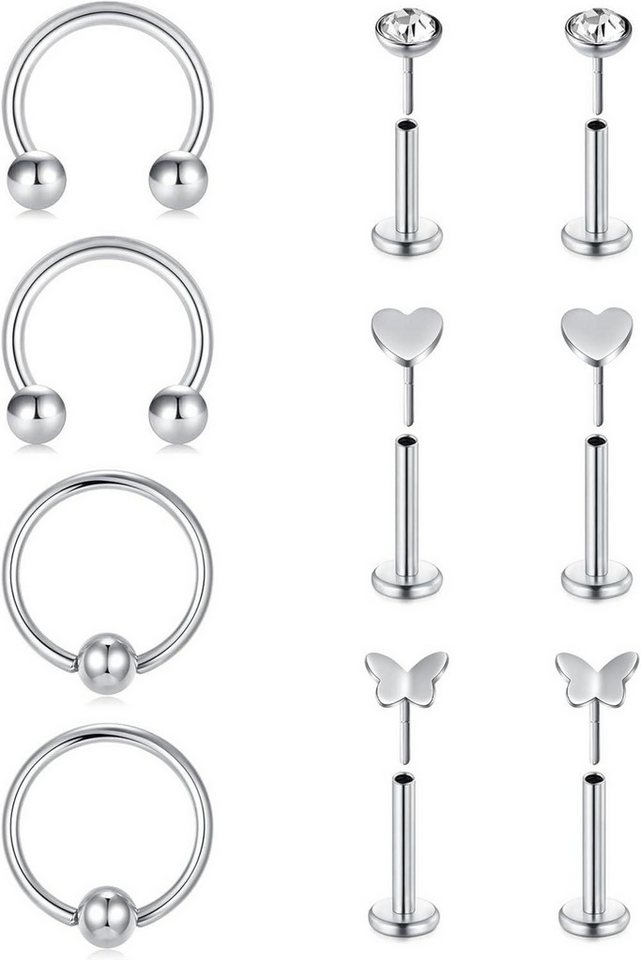 MODRSA Piercing-Set Durchsichtig Acryl Chirurgenstahl Lippenpiercing Stud Tragus Helix von MODRSA