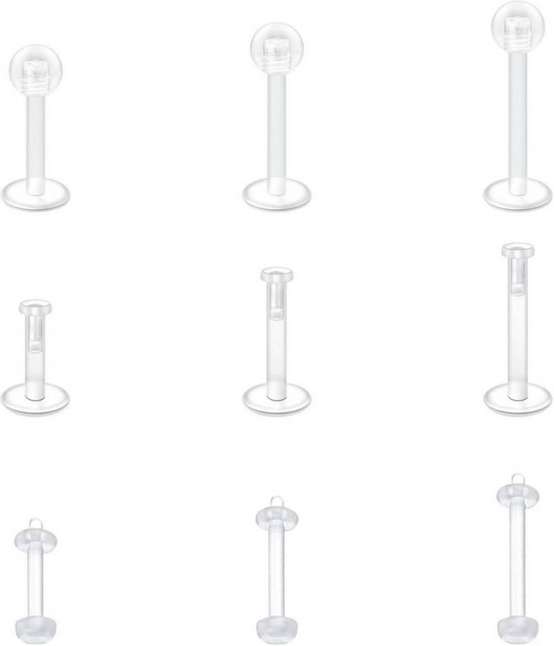 Briana Williams Piercing-Set Durchsichtiger Lippenpiercing Stecker Retainer Bioflex 16G 6/8/10/12mm von Briana Williams