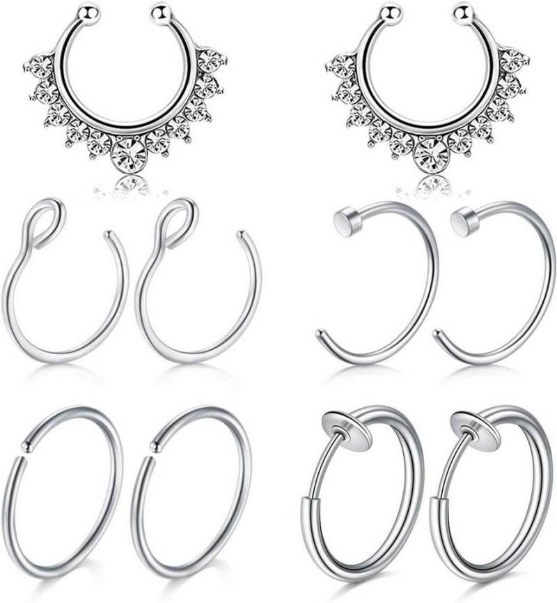 Mayhoop Piercing-Set Fake Piercings Set 10 Stück Silber Rosegold Ohr Lippe Nasen Septum von Mayhoop