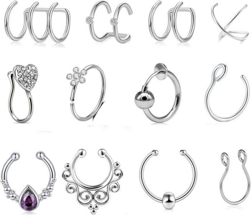Mayhoop Piercing-Set Fake Piercings Set 12 Stück Edelstahl Ohrmanschette Non Piercing von Mayhoop
