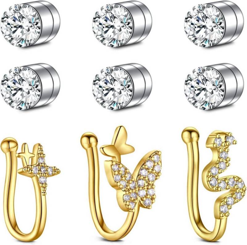 Mayhoop Piercing-Set Fake Piercings Set Nasenring Septum Ohrmanschetten Hypoallergen von Mayhoop