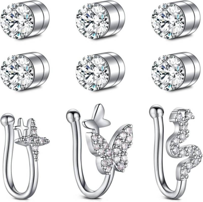 Mayhoop Piercing-Set Fake Piercings Set Silber Rosegold 4-15Stück Nasen Septum Lippen Ohr von Mayhoop