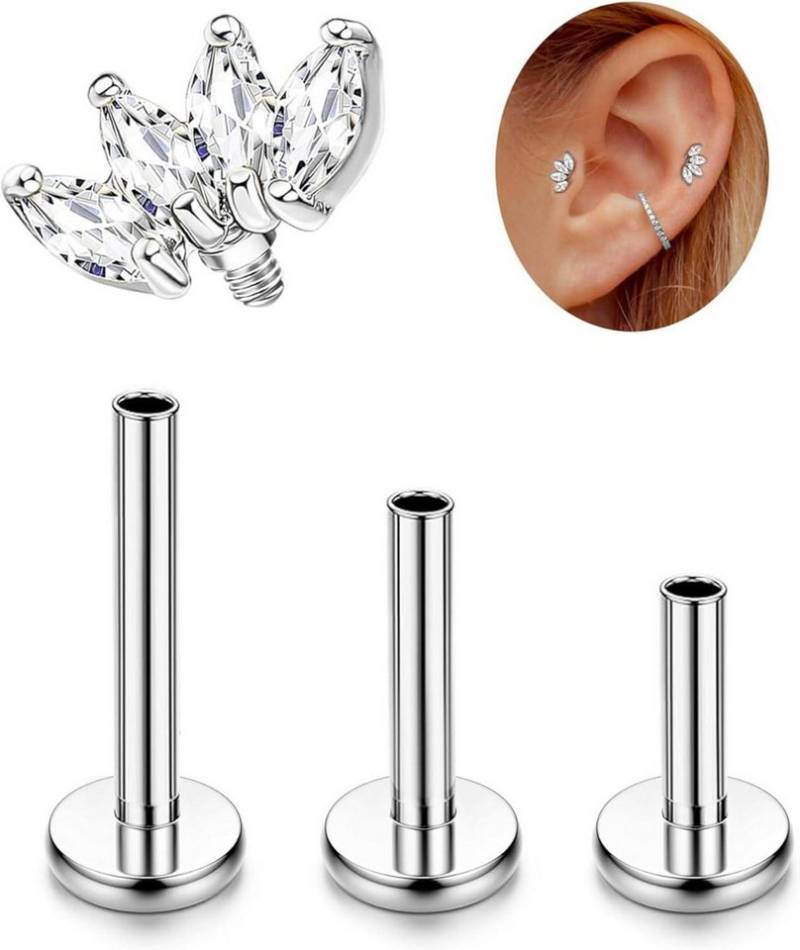 Adramata Piercing-Set G23 Titan Helix Tragus Piercings Innengewinde Labret Lippenpiercing von Adramata