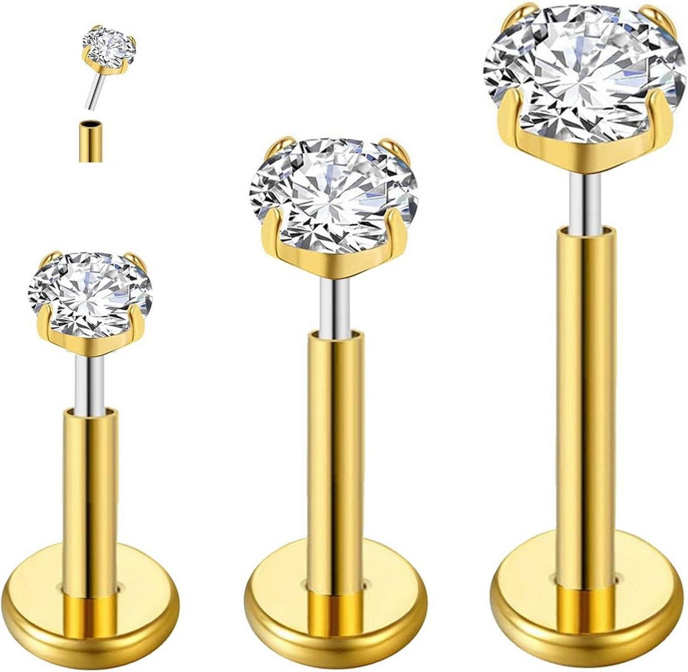 LuxusKollektion Piercing-Set G23 Titan Ohr Piercing Schmuck Helix Labret Lippe Tragus Bar Stecker LuxusKollektion Piercing-Set G23 Titan Ohr Piercing Schmuck Helix Labret Lippe Tragus Bar Stecker von LuxusKollektion