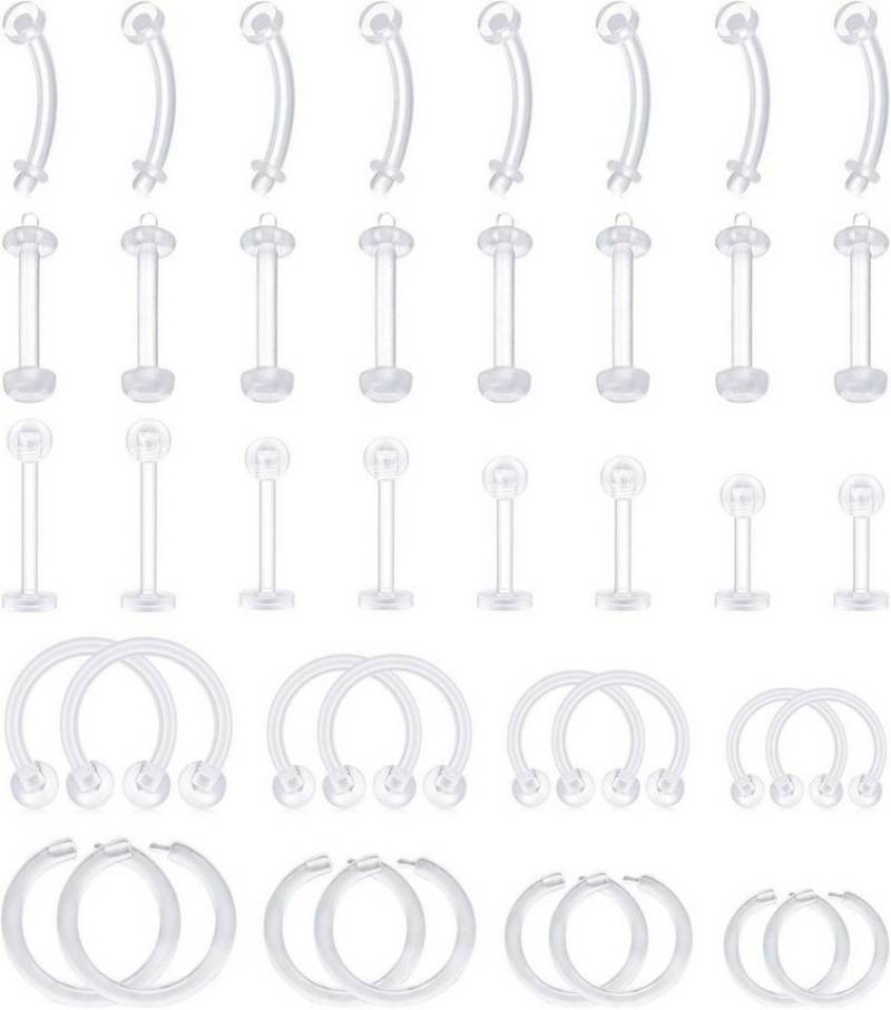 D.Bella Piercing-Set Klar Bioflex Piercing Retainers Set 40-tlg. Hufeisen Lippe Nase Kit von D.Bella