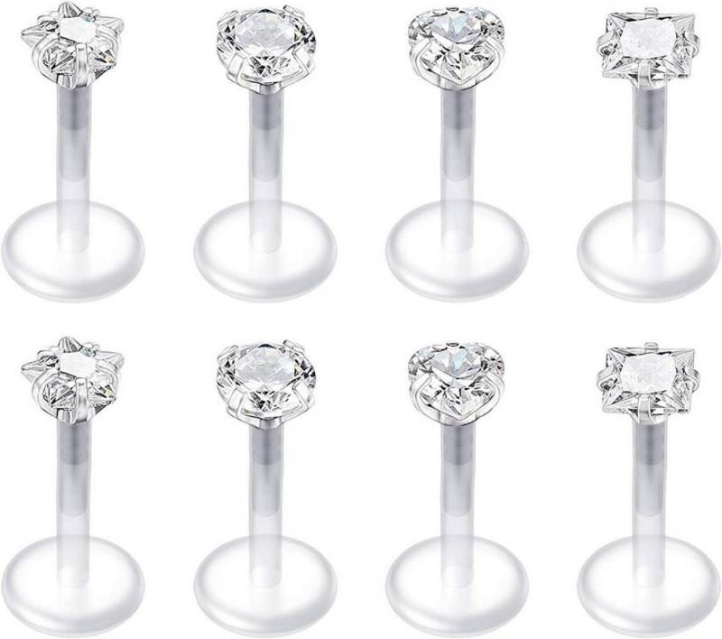 Mayhoop Piercing-Set Klare Lippenpiercing 8 Stk Tragus Helix Labret Piercing CZ Opal Acryl von Mayhoop