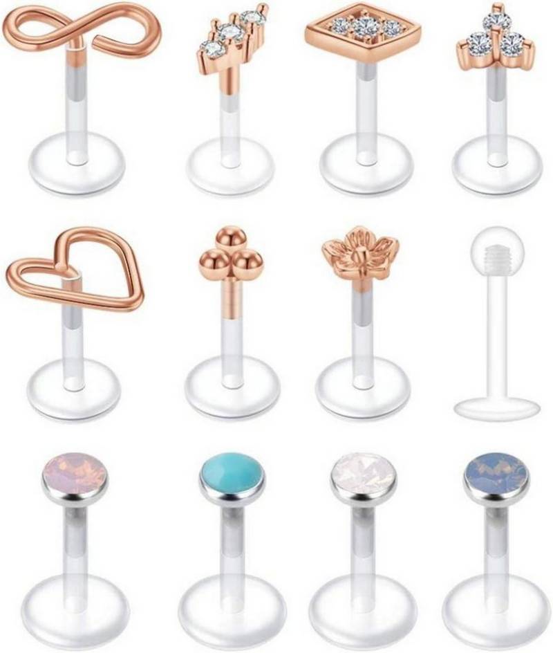 Mayhoop Piercing-Set Klare Lippenpiercing Tragus Helix Ohrringe Labret Flexibles Acryl 16G von Mayhoop