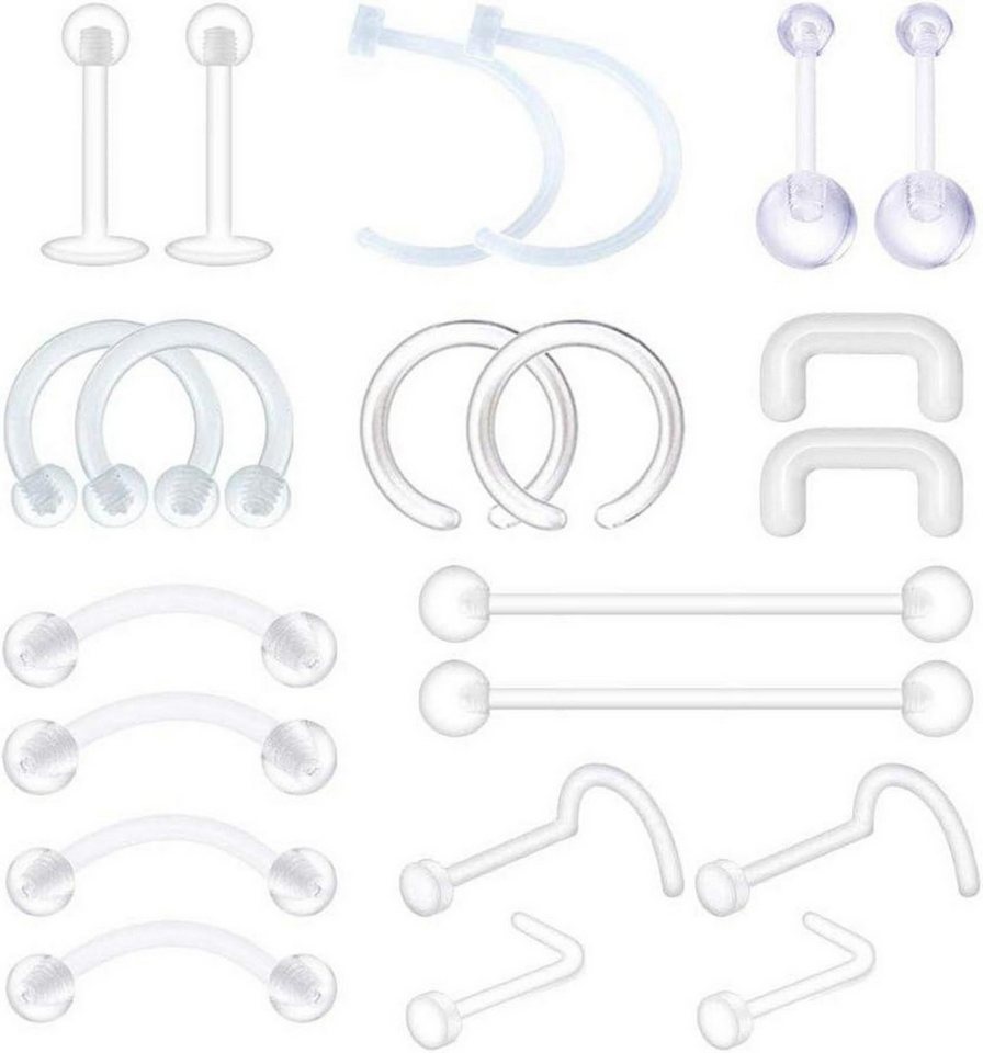 D.Bella Piercing-Set Klarer Flexibler Piercing Retainer 16G 18G Set 24 Stück Bioflex Acryl D.Bella Piercing-Set Klarer Flexibler Piercing Retainer 16G 18G Set 24 Stück Bioflex Acryl von D.Bella