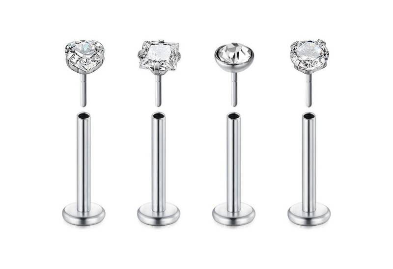 LuxusKollektion Piercing-Set Lippenpiercing 16G Labret Chirurgenstahl PushIn Silber 1.2 10mm silver von LuxusKollektion