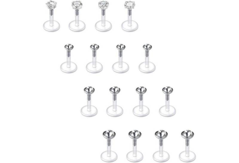 LuxusKollektion Piercing-Set Lippenpiercing Bioflex 16G Labert Set 6mm 8mm 10mm Opal CZ Style 1 von LuxusKollektion