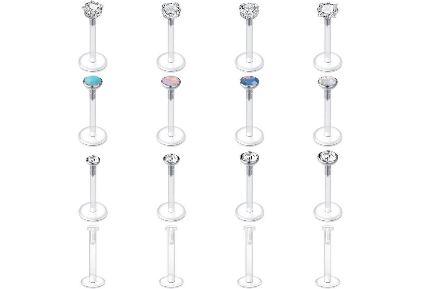LuxusKollektion Piercing-Set Lippenpiercing Bioflex Labert Stecker 16G Tragus 10mm Cz 1.5 2 2.5 3mm von LuxusKollektion