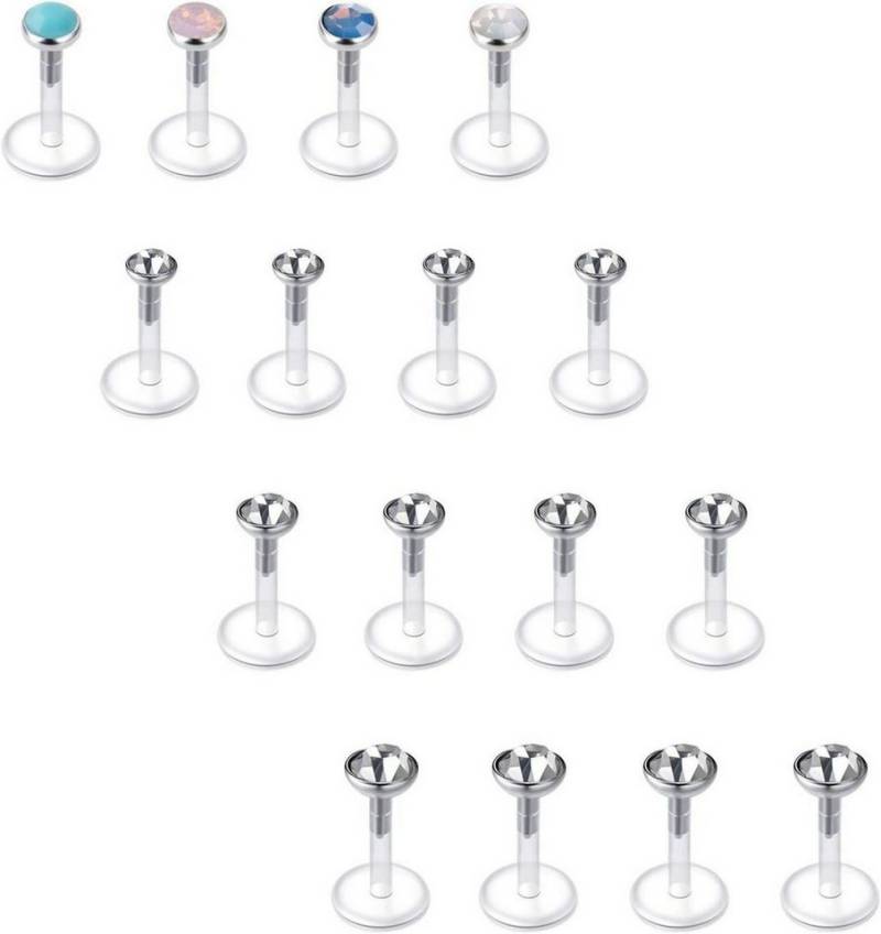 Briana Williams Piercing-Set Lippenpiercing Bioflex Labret Set Transparent 16G Retainers 6/8/10mm von Briana Williams