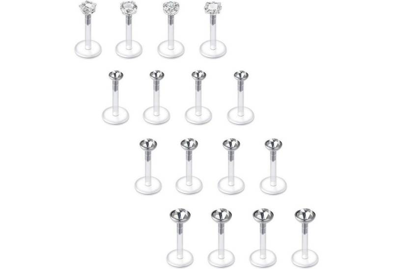 LuxusKollektion Piercing-Set Lippenpiercing Bioflex Labret Stecker 16G 6mm 8mm Style 2 von LuxusKollektion