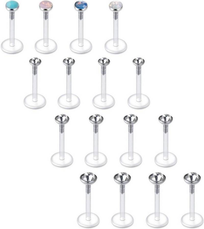 Briana Williams Piercing-Set Lippenpiercing Bioflex Labret Stecker Set Transparent 16G Retainers von Briana Williams