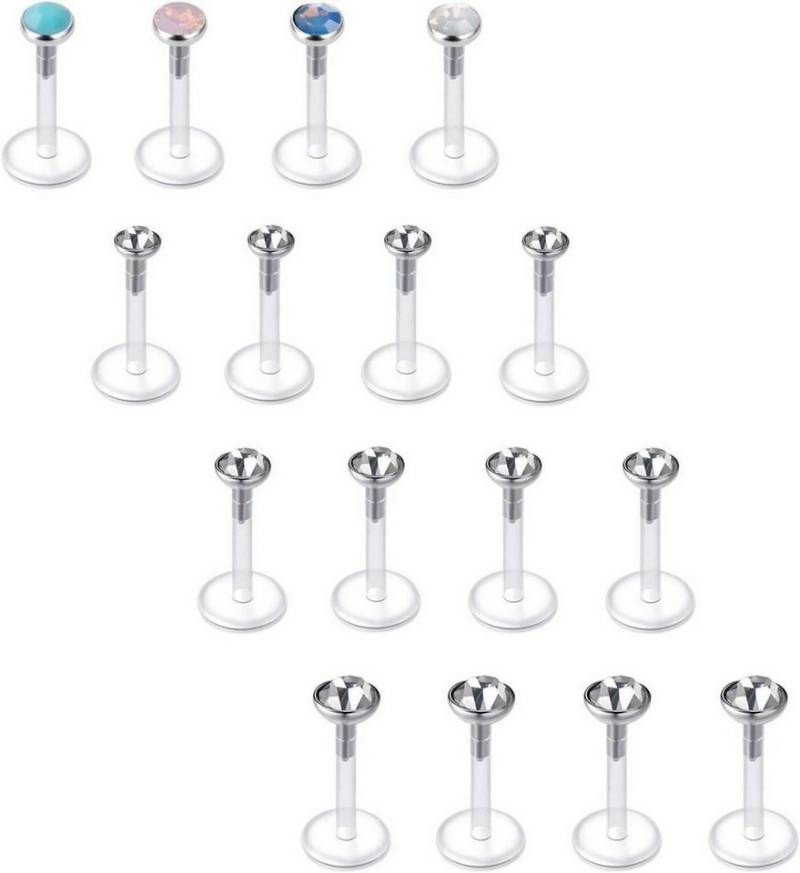 Briana Williams Piercing-Set Lippenpiercing Bioflex Set Transparent 16G Retainers 6/8/10mm Stab von Briana Williams