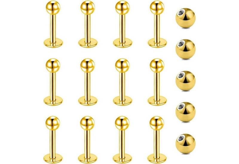 LuxusKollektion Piercing-Set Lippenpiercing Chirurgenstahl 1,2mm Labret Helix Silber Gold 6mm von LuxusKollektion