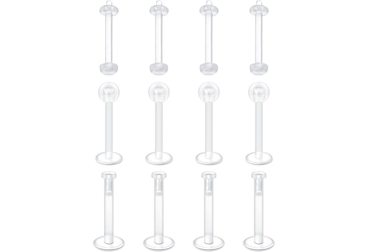 LuxusKollektion Piercing-Set Lippenpiercing Labret Bioflex 16G Tragus Helix Retainer 12stk 10mm von LuxusKollektion