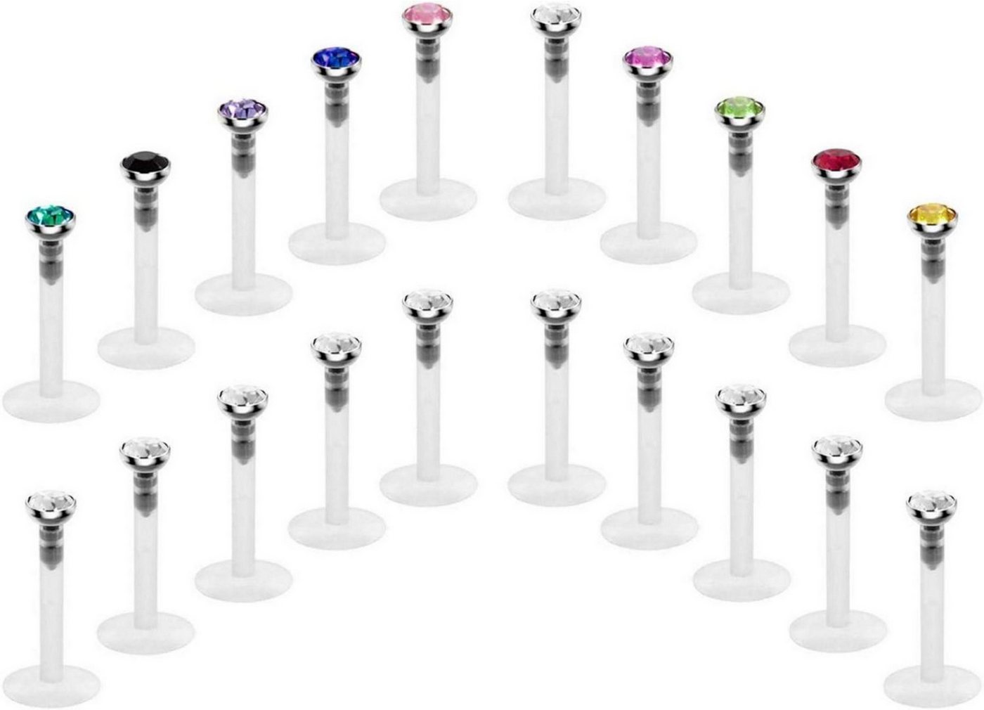Crdifu Piercing-Set Lippenpiercing Labret Set Flexibel Kunststoff Kristall Bioflex 16G Crdifu Piercing-Set Lippenpiercing Labret Set Flexibel Kunststoff Kristall Bioflex 16G von Crdifu